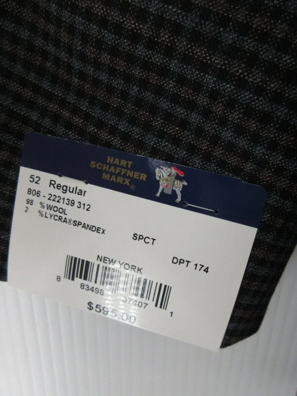 Hart Schaffner Marx Sport Coat 52 Blazer Wool Gingham Check Jacket NEW